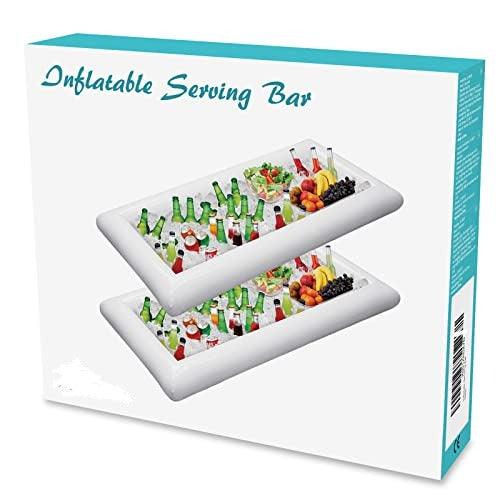2 PCS Inflatable Serving Bars Ice Buffet Salad Serving Trays Food Drink Holder Cooler Containers Indoor Outdoor BBQ Picnic Pool Party Supplies Luau Cooler w Drain Plug - Decotree.co Online Shop