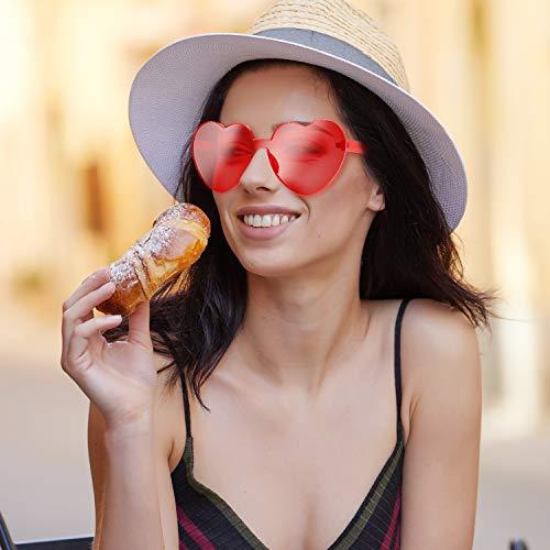 2 Pieces Heart Shape Rimless Sunglasses Transparent Candy Color Frameless Glasses Love Eyewear - Decotree.co Online Shop