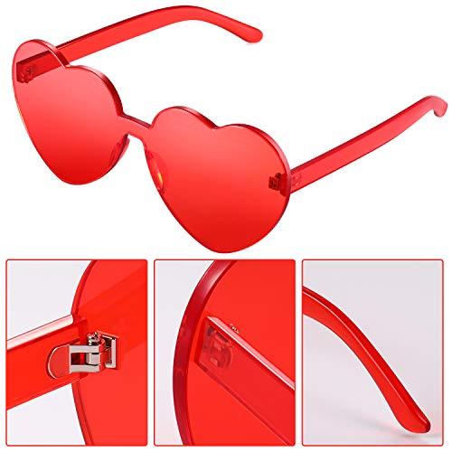 2 Pieces Heart Shape Rimless Sunglasses Transparent Candy Color Frameless Glasses Love Eyewear - Decotree.co Online Shop