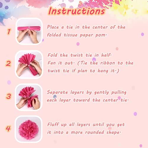 20 Pcs Paper Pom Poms Kit, Tissue Paper Flowers for Birthday, Wedding, Bachelorette, Baby Shower, Girl Nursery Decoration (Pink Mix) - Decotree.co Online Shop