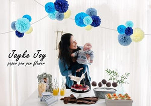 20 Pcs Tissue Pom Poms Kit, Tissue Paper Flowers for Birthday, Boy Baby Shower, Nursery, Graduation, Bachelorette Party Decoration (Blue Mix) - Decotree.co Online Shop