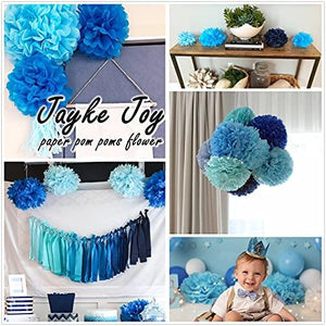 20 Pcs Tissue Pom Poms Kit, Tissue Paper Flowers for Birthday, Boy Baby Shower, Nursery, Graduation, Bachelorette Party Decoration (Blue Mix) - Decotree.co Online Shop
