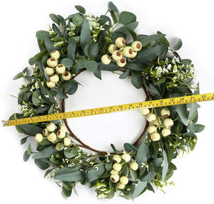 20inch Green Eucalyptus Wreath,Artificial Eucalyptus Leaves Wreath with Big Berries - Decotree.co Online Shop