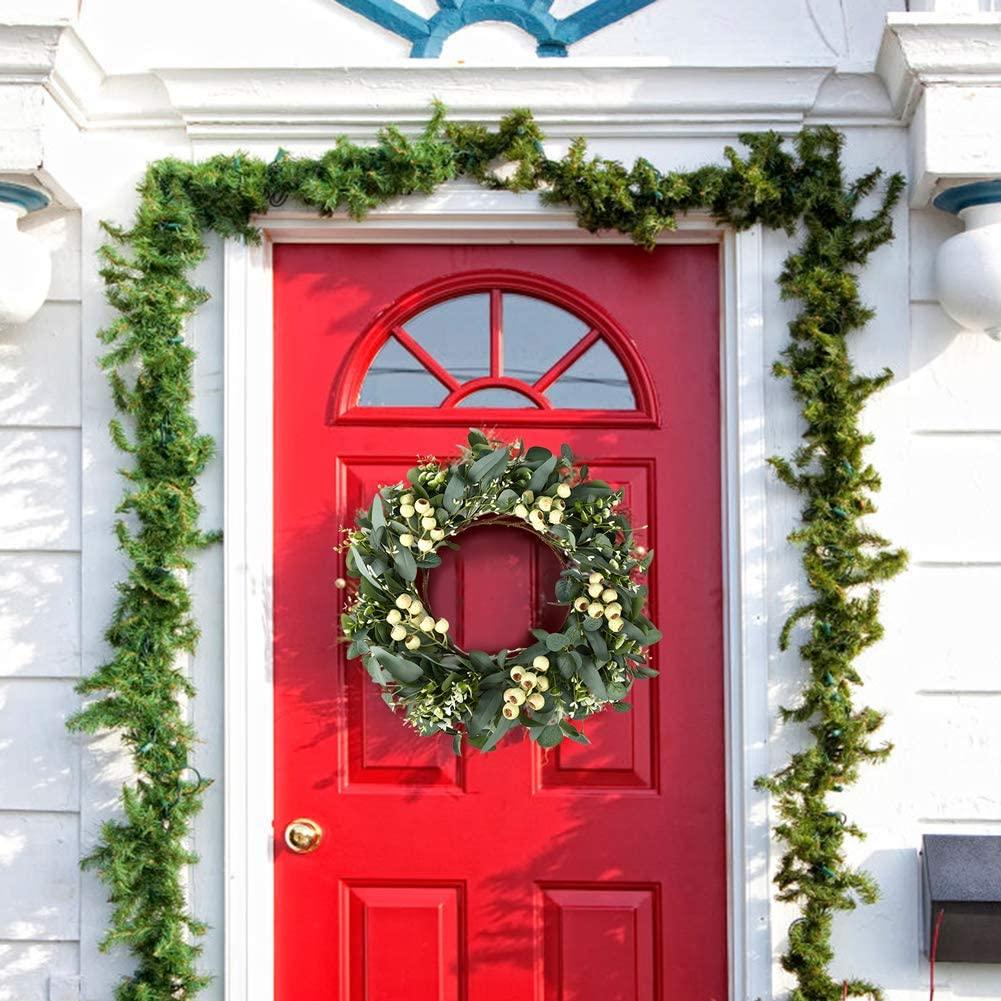 20inch Green Eucalyptus Wreath,Artificial Eucalyptus Leaves Wreath with Big Berries - Decotree.co Online Shop