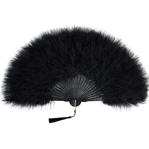 20s Vintage Style Folding Handheld Flapper Marabou Feather Hand Fan for Costume Halloween Dancing Party Tea Party Variety Show - Decotree.co Online Shop