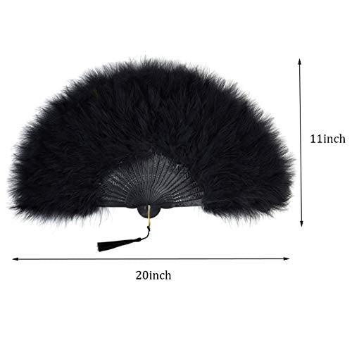 20s Vintage Style Folding Handheld Flapper Marabou Feather Hand Fan for Costume Halloween Dancing Party Tea Party Variety Show - Decotree.co Online Shop