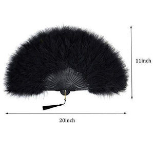 20s Vintage Style Folding Handheld Flapper Marabou Feather Hand Fan for Costume Halloween Dancing Party Tea Party Variety Show - Decotree.co Online Shop