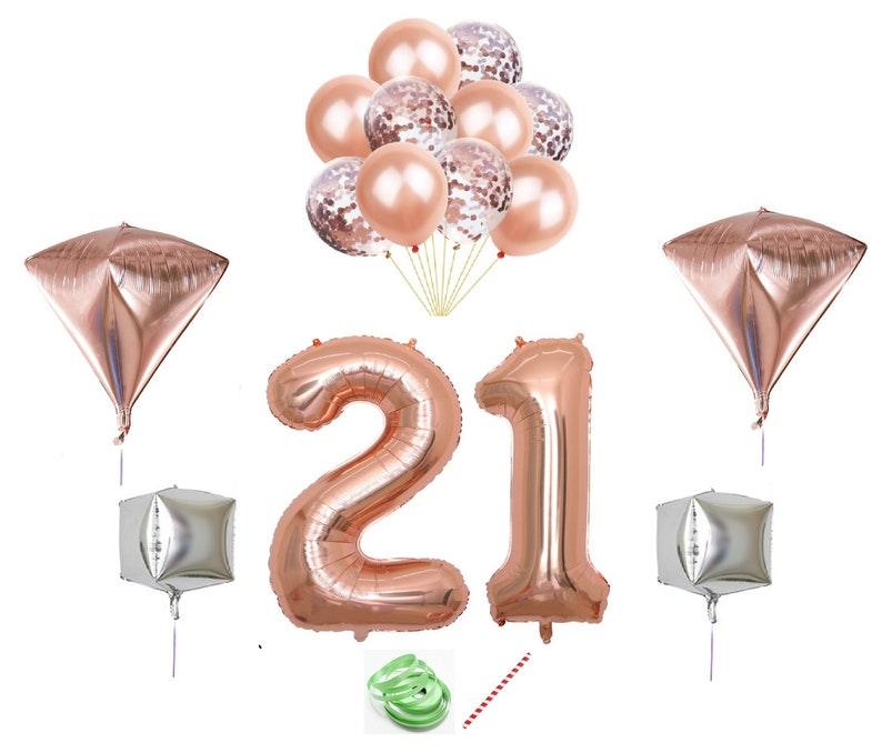21st 4D Birthday Party 40" Foil Balloon Helium Air Decoration Age 21 Rose Gold Set - Decotree.co Online Shop