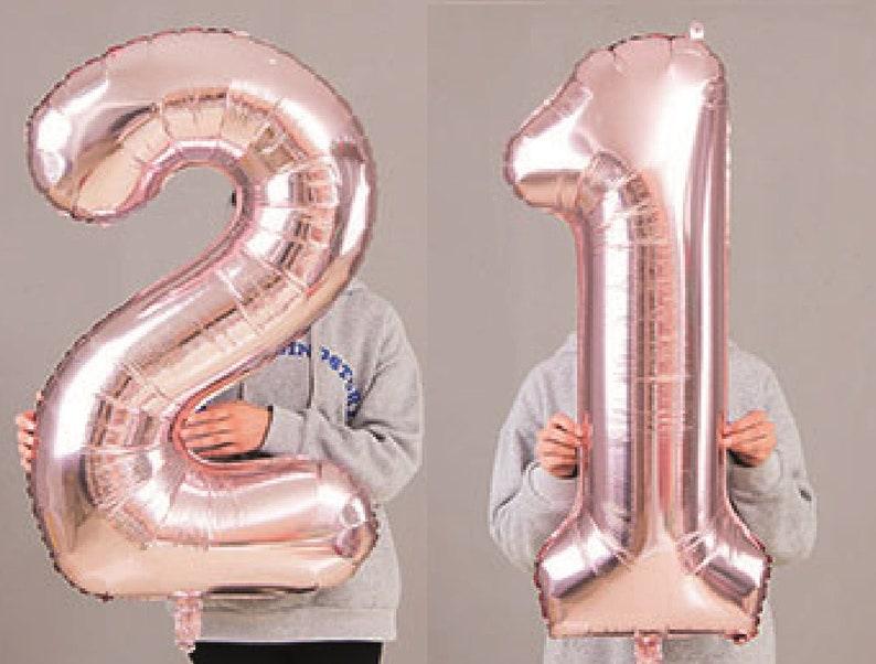 21st 4D Birthday Party 40" Foil Balloon Helium Air Decoration Age 21 Rose Gold Set - Decotree.co Online Shop