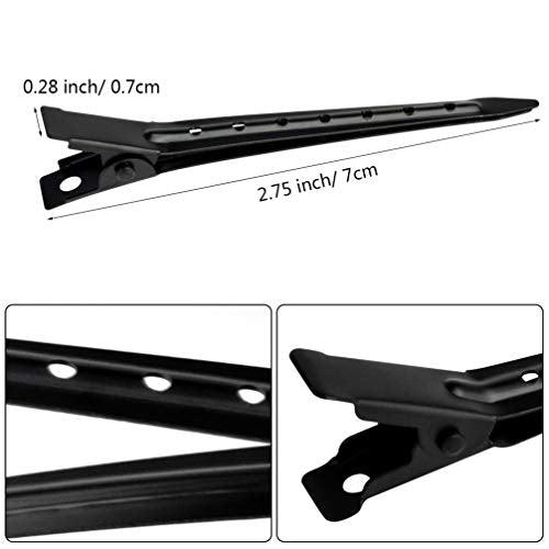24 Packs Duck Bill Clips, Bantoye 2.75 Inches Rustproof Metal Alligator Curl Clips with Holes for Hair Styling, Hair Coloring, Black - Decotree.co Online Shop