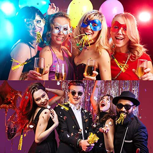 24 Pieces Glitter Metallic Fringed Noise Maker Musical Blowouts Squawker Whistles Party Noisemakers for Birthday, Baby Shower, New Year - Decotree.co Online Shop