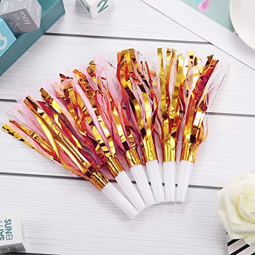 24 Pieces Glitter Metallic Fringed Noise Maker Musical Blowouts Whistle Fringed Party Blower for Kids Birthday Baby Shower New Year Party Favor Supplies - Decotree.co Online Shop