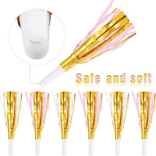 24 Pieces Glitter Metallic Fringed Noise Maker Musical Blowouts Whistle Fringed Party Blower for Kids Birthday Baby Shower New Year Party Favor Supplies - Decotree.co Online Shop