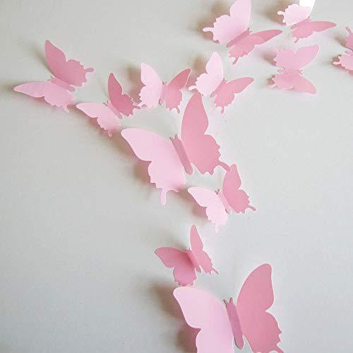 24pcs 3D Butterfly Removable Mural Stickers Wall Stickers Decal for Home and Room Decoration (Pink) - Decotree.co Online Shop