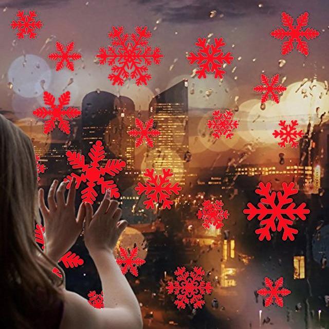 27Pcs Christmas Snowflake Window Sticker Christmas Wall Stickers Kids Room Wall Decals Christmas Decorations for Home New Year - Decotree.co Online Shop