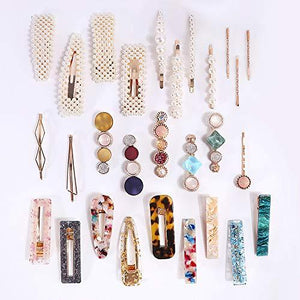 28 PCS Hingwah Pearls and Acrylic Resin Hair Clips - Decotree.co Online Shop