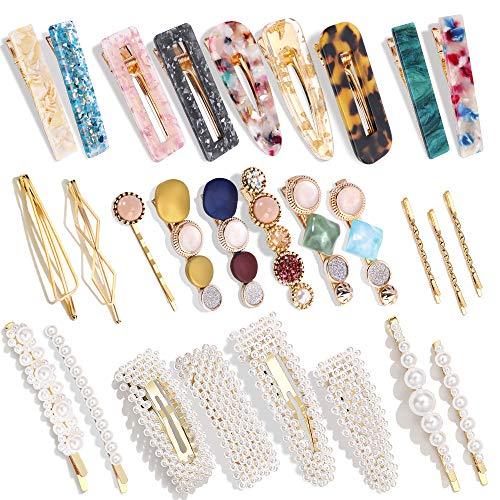 28 PCS Hingwah Pearls and Acrylic Resin Hair Clips - Decotree.co Online Shop