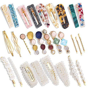 28 PCS Hingwah Pearls and Acrylic Resin Hair Clips - Decotree.co Online Shop