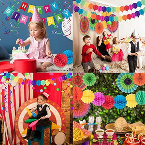 28Pcs Colorful Birthday Decorations, Fiesta Hanging Paper Fans, Hanging Swirl - Decotree.co Online Shop