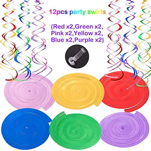 28Pcs Colorful Birthday Decorations, Fiesta Hanging Paper Fans, Hanging Swirl - Decotree.co Online Shop