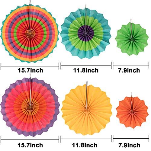 28Pcs Colorful Birthday Decorations, Fiesta Hanging Paper Fans, Hanging Swirl - Decotree.co Online Shop