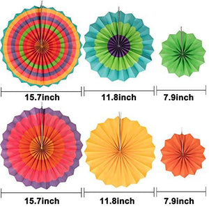 28Pcs Colorful Birthday Decorations, Fiesta Hanging Paper Fans, Hanging Swirl - Decotree.co Online Shop