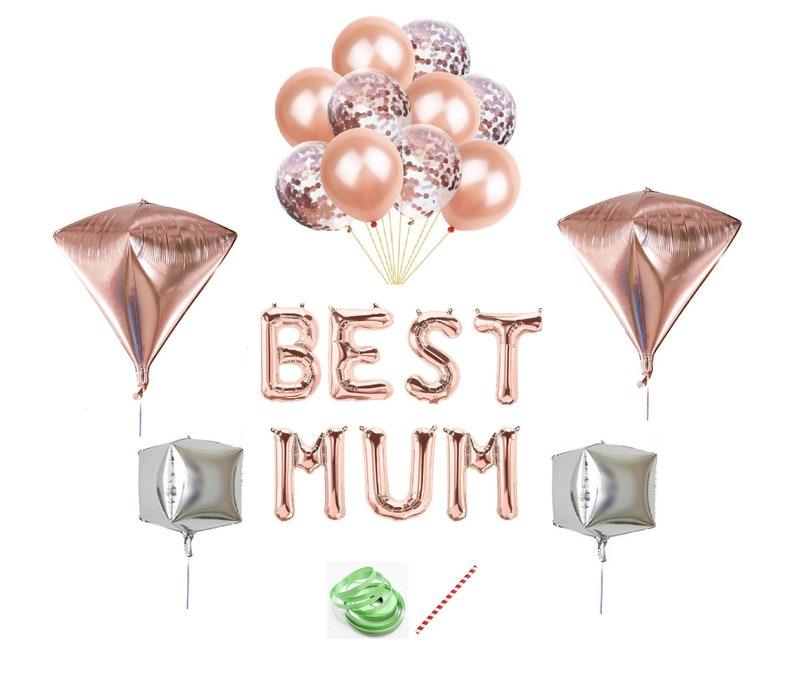 16" 4D Rose Gold Mothers Day "BEST MUM" Letter Foil Balloons Decoration - Decotree.co Online Shop