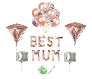 16" 4D Rose Gold Mothers Day "BEST MUM" Letter Foil Balloons Decoration - Decotree.co Online Shop
