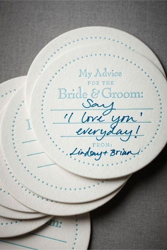 My Advice for the Bride and Groom Paper Beverage Coasters, 4-inch Round, Letterpress Cocktail Coasters, 100-Pack, Wedding Coasters for Drinks - Decotree.co Online Shop