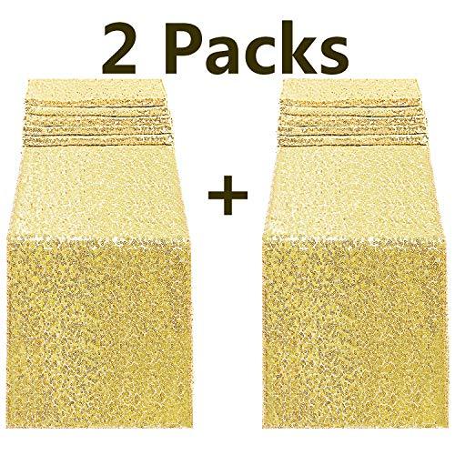 2packs 12 x 108 inch Glitter Gold Sequin Table Runner for Birthday Wedding Engagement - Decotree.co Online Shop