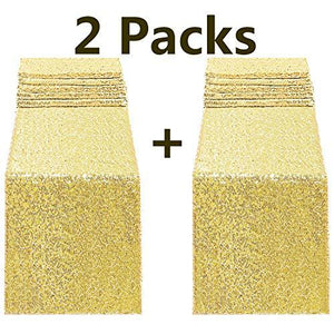 2packs 12 x 108 inch Glitter Gold Sequin Table Runner for Birthday Wedding Engagement - Decotree.co Online Shop