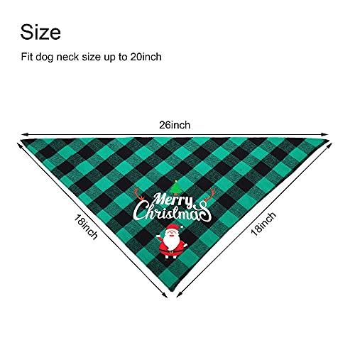 2PC Dog Bandana, Washable Pet Triangle Scarf, Classic Checkered Christmas Print Cotton Bibs, Adjustable for Large Small Medium Dogs & Cats - Decotree.co Online Shop