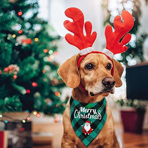 2PC Dog Bandana, Washable Pet Triangle Scarf, Classic Checkered Christmas Print Cotton Bibs, Adjustable for Large Small Medium Dogs & Cats - Decotree.co Online Shop