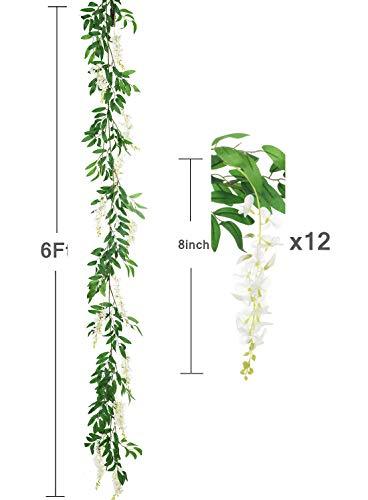 2Pcs 6Ft/Piece Artificial Flowers Wisteria Garland Artificial Wisteria Vine Hanging Flower Greenery Garland for Home Garden - Decotree.co Online Shop