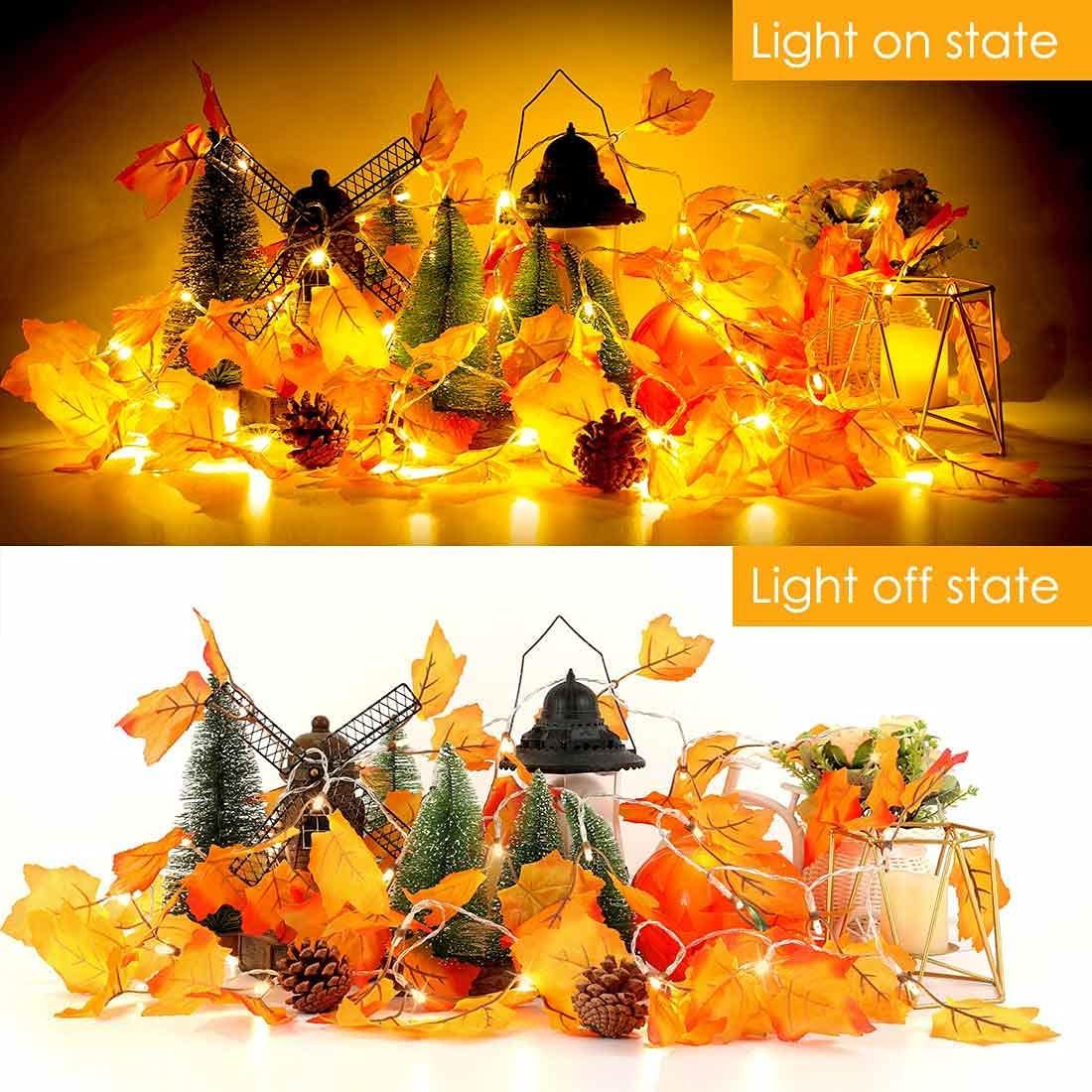 2pcs Fall Decor for Home Thanksgiving Decorations Lighted Fall Garland - Decotree.co Online Shop