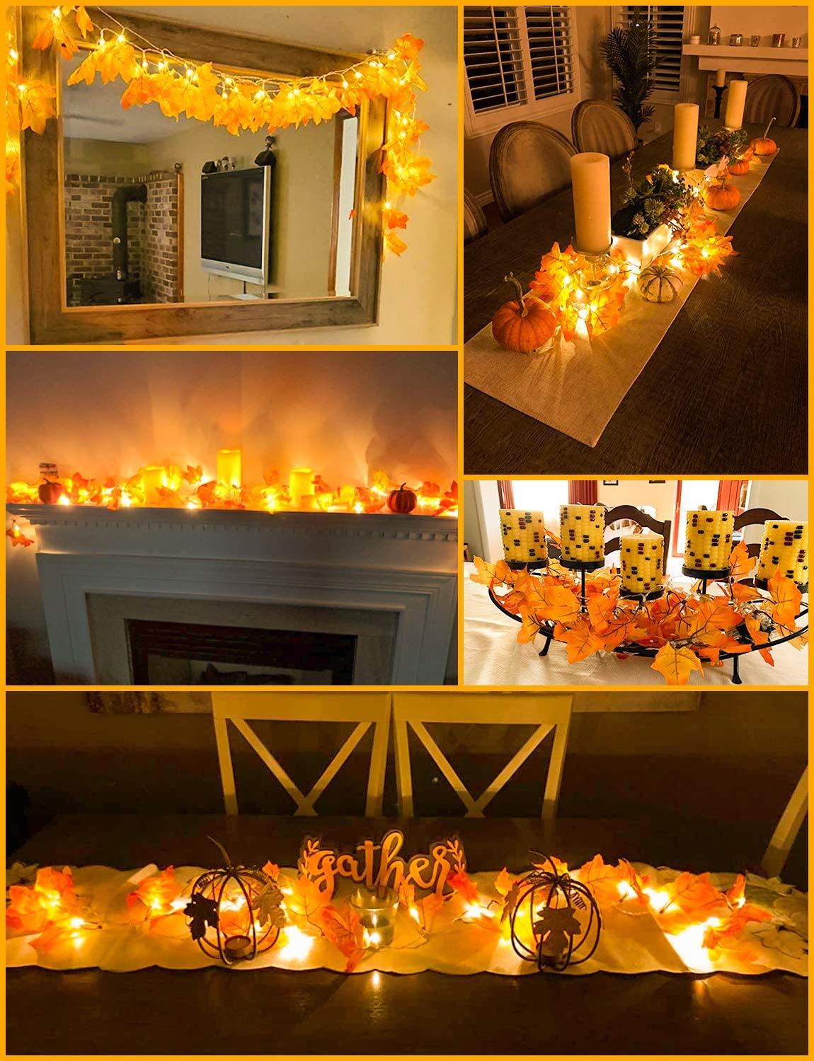 2pcs Fall Decor for Home Thanksgiving Decorations Lighted Fall Garland - Decotree.co Online Shop