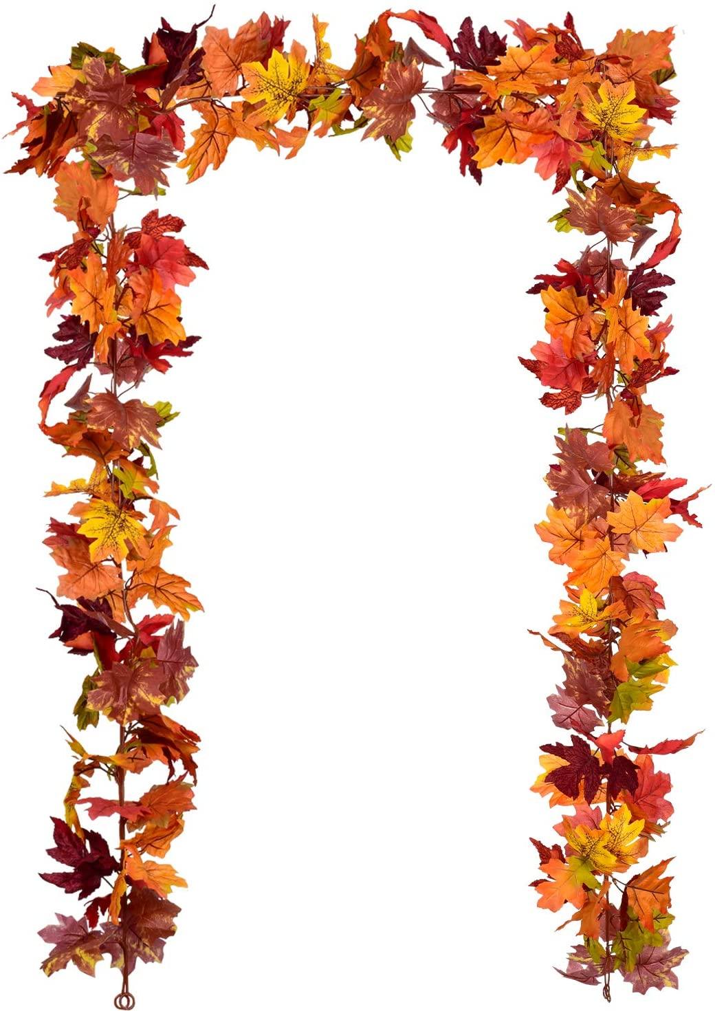 2Pcs Fall Garland Maple Leaf, 5.9Ft/Piece 7 Colors Hanging Vine Garland for Holidays - Decotree.co Online Shop