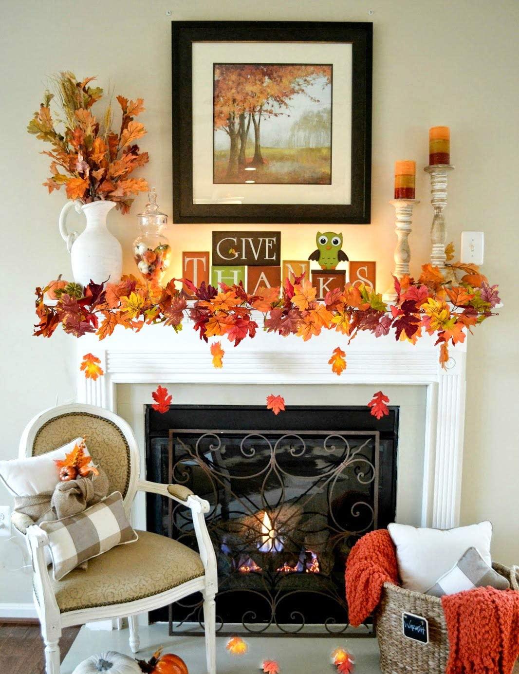 2Pcs Fall Garland Maple Leaf, 5.9Ft/Piece 7 Colors Hanging Vine Garland for Holidays - Decotree.co Online Shop