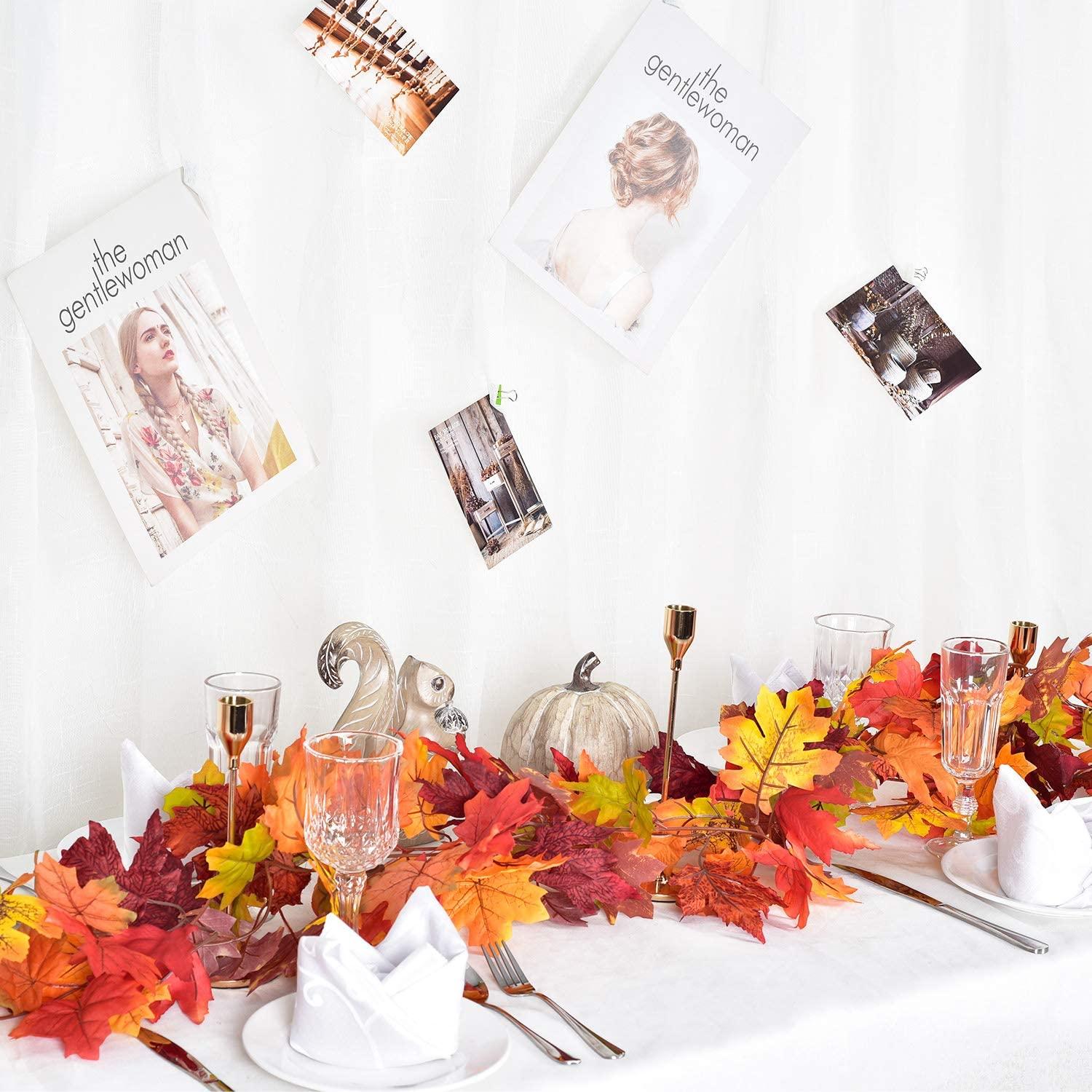2Pcs Fall Garland Maple Leaf, 5.9Ft/Piece 7 Colors Hanging Vine Garland for Holidays - Decotree.co Online Shop