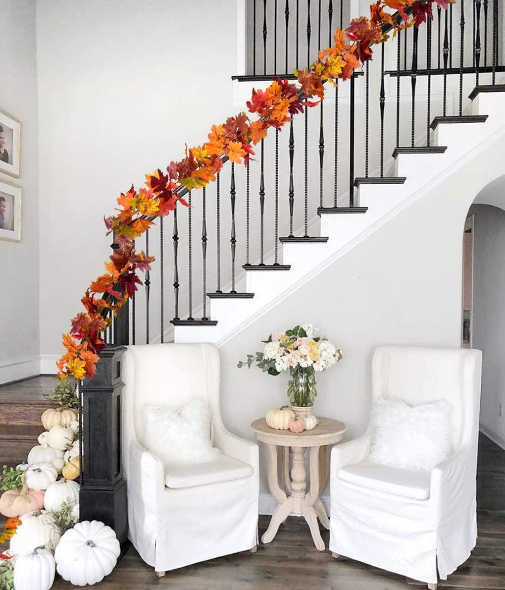 2Pcs Fall Garland Maple Leaf, 5.9Ft/Piece 7 Colors Hanging Vine Garland for Holidays - Decotree.co Online Shop