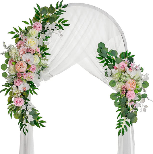 2pcs Floral Wedding Arch, Artificial Flowers for Wedding Decoration, Large Flower Swag for Outdoor Wedding Ceremony - Decotree.co Online Shop