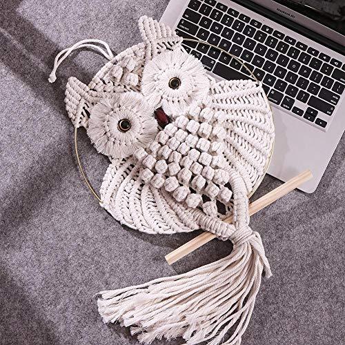 2Pcs Owl Macrame Wall Hanging Tapestry Art Decor Handmade Woven Boho Ornament - Decotree.co Online Shop