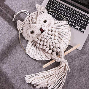 2Pcs Owl Macrame Wall Hanging Tapestry Art Decor Handmade Woven Boho Ornament - Decotree.co Online Shop