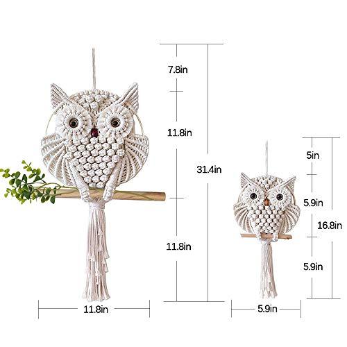 2Pcs Owl Macrame Wall Hanging Tapestry Art Decor Handmade Woven Boho Ornament - Decotree.co Online Shop