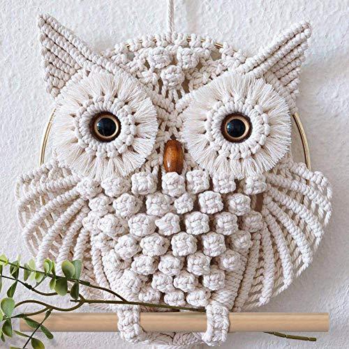 2Pcs Owl Macrame Wall Hanging Tapestry Art Decor Handmade Woven Boho Ornament - Decotree.co Online Shop