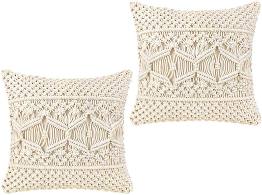 2pcs Throw Pillow Cover Macrame Cushion Case Boho Pillows for Bed Sofa Couch - Decotree.co Online Shop
