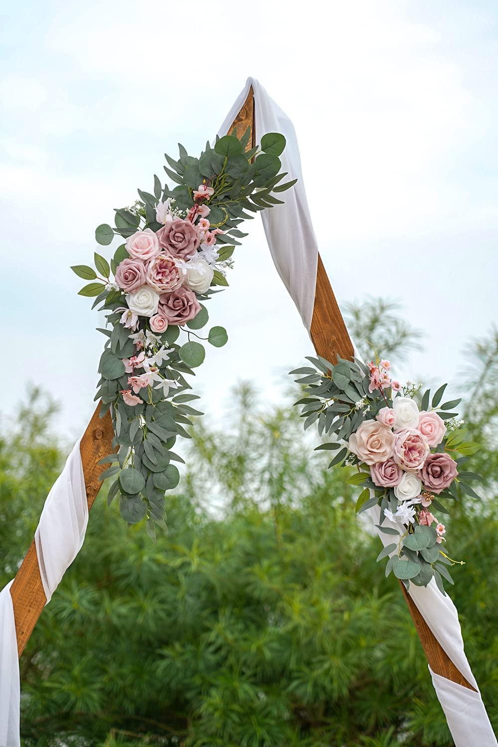 2pcs Wedding Arch Flowers, Artificial Dusty Rose Wedding Flowers for Wedding Welcome Signs Decorations - Decotree.co Online Shop