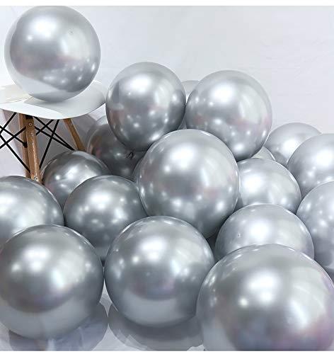 3.2g 12Inch 100pcs Metallic Chrome Balloon in Silver for Wedding Birthday Party Decoration (Silver) - Decotree.co Online Shop