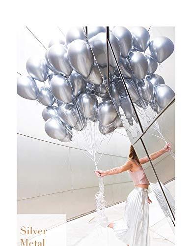3.2g 12Inch 100pcs Metallic Chrome Balloon in Silver for Wedding Birthday Party Decoration (Silver) - Decotree.co Online Shop