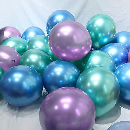 3.2g 12Inch 90pcs Metallic Chrome Balloon in Blue Green and Purple for Wedding Birthday Party Decoration (Blue Green Purple) - Decotree.co Online Shop